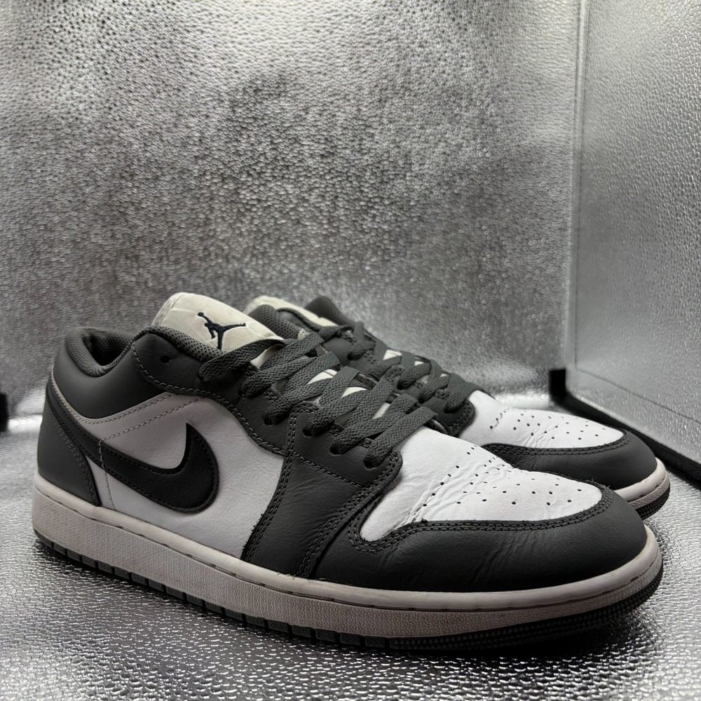Size 12 Nike Air Jordan 1 Low Iron Gray Black Mens Athletic Shoes 553558-152
